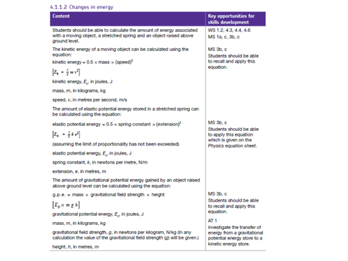 AQA GCSE Physics Kinetic and Gravitational Energy