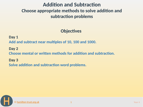 Choose methods for add/subt problems - Teaching Presentation - Year 4
