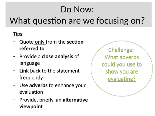 P1Q4 Lesson: Oliver Twist (GCSE English Language AQA Question 4)