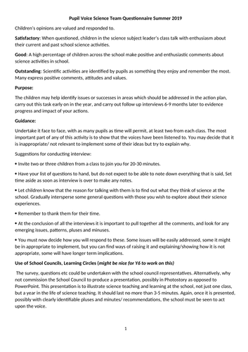 Pupil Conference Questions for Science Leads Primary | Teaching Resources