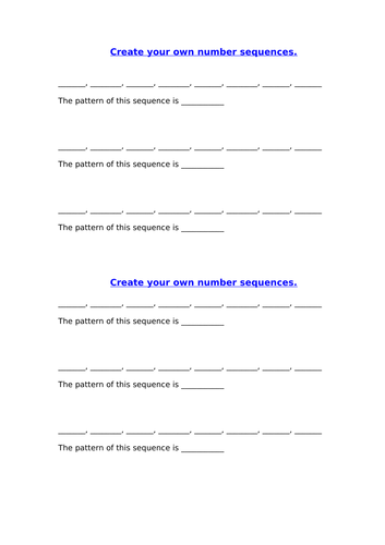 Create your own number sequence