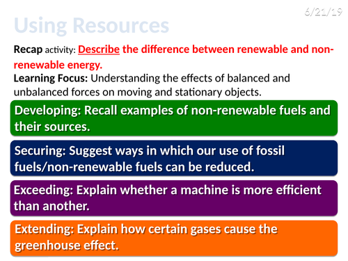 7Ie Using resources (Exploring Science)