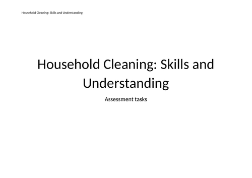 Houshold Cleaning and Laundry Skills Assessment Programmes - Inclusion