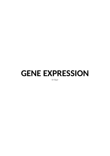 The control of gene expression notes
