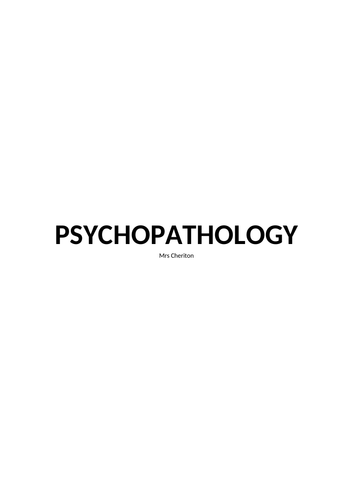 Psychopathology notes