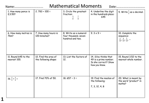 SATs Revision Maths Mat (Taster)