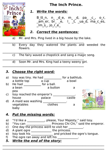 The Inch Prince (Usborne First Reading) worksheets