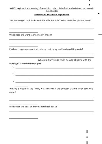 Chamber of Secrets (reading comprehension).