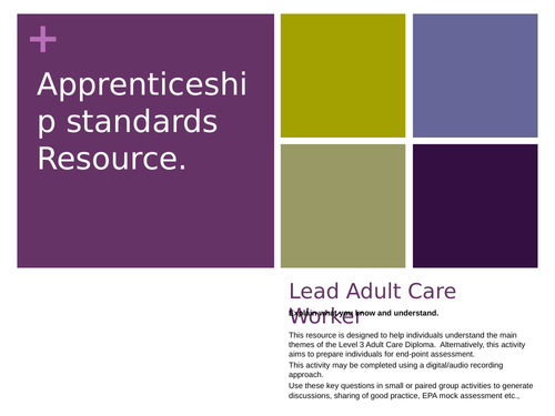 Apprenticeship Standards [Resource] - Lead Adult Care worker.