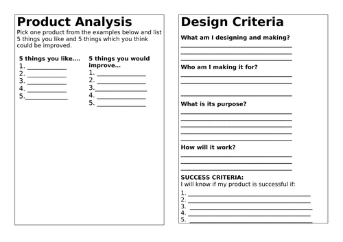 D&T process (Designing, Making & Evaluating)