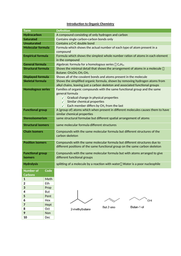 Organic Chemistry - Section 3 - AQA