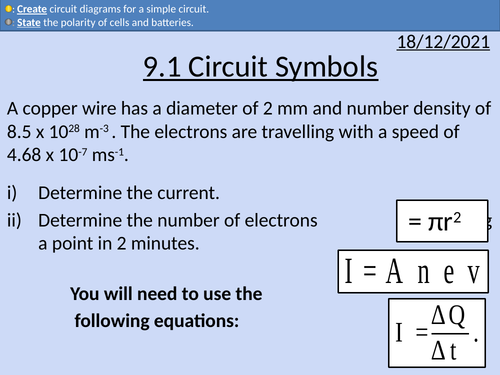 OCR AS level Physics: Circuit Symbols