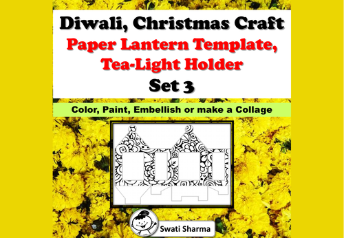 Diwali, Christmas Craft, Paper Lantern Template, T-Light Holder, Set 3