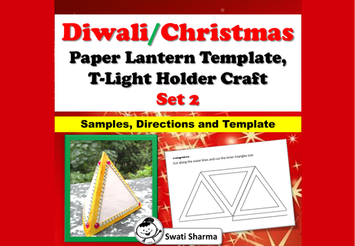 Diwali, Christmas Craft, Paper Lantern Template, T-Light Holder, Set 2