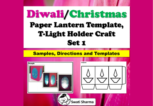 Diwali, Christmas Craft, Paper Lantern Template, T-Light Holder, Set 1