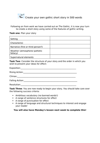 Gothic Short Story Writing
