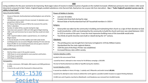 Tudor society overview notes