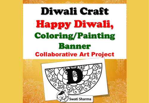 Diwali Craft, Happy Diwali, Mandala Coloring/Painting Banner