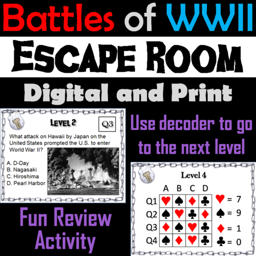 Major Battles of World War 2 Escape Room Social Studies