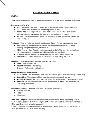 GCSE Computer Science Revision Notes (OCR)