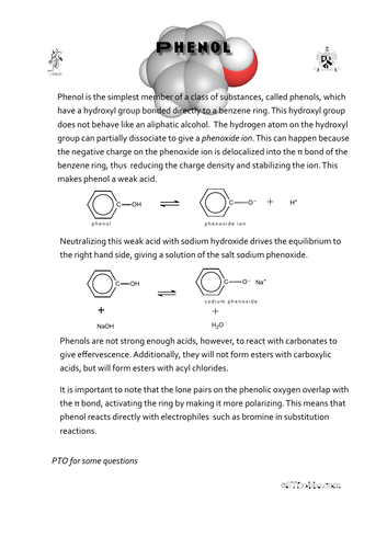 Phenol worksheet