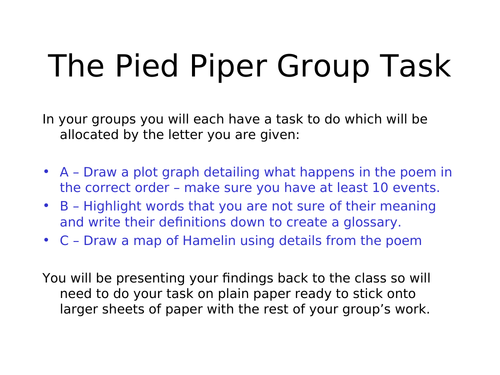 Pied Piper of Hamelin task