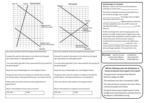 AQA AS and Year 12 Economics Market failure and government intervention knowledge organiser part 2