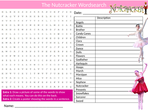 The Nutcracker Ballet Wordsearch Sheet Starter Activity Keywords Cover Homework Dance