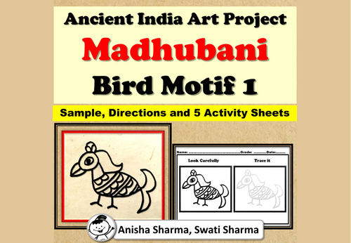 Ancient India Art Project, Madhubani Wall/Folk Art, Bird Motif 1