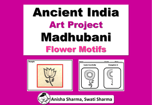 Ancient India Art Project, Madhubani Wall/Folk Art, Flower Motifs