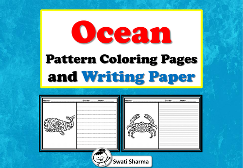 Ocean Pattern Coloring and Writing Paper