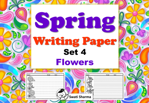 Spring, Writing Paper, Set 4, Flowers