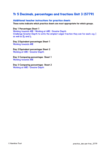 Begin to understand percentages - Practice Worksheets & Answers - Year 5