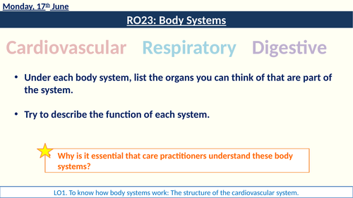 RO23 Body Systems Cardiovascular lessons