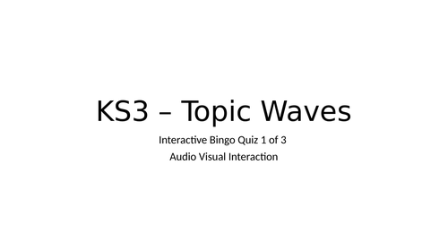 Bingo Game for KS3 topic - Waves - 1 of 3 - Free example
