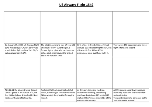 US Airways Flight 1549 - Miracle on the Hudson Comic Strip and Storyboard