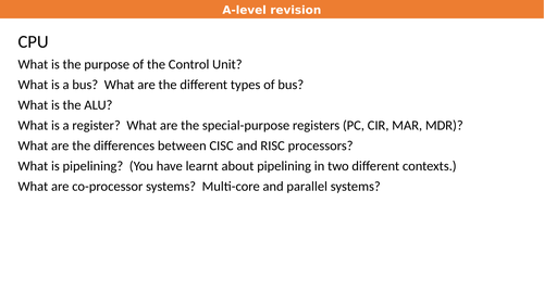 A LEVEL COMPUTER SCIENCE REVISION