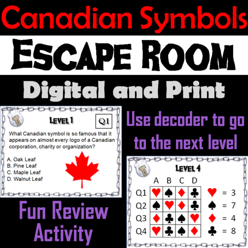 Canadian Symbols Activity: Escape Room Social Studies