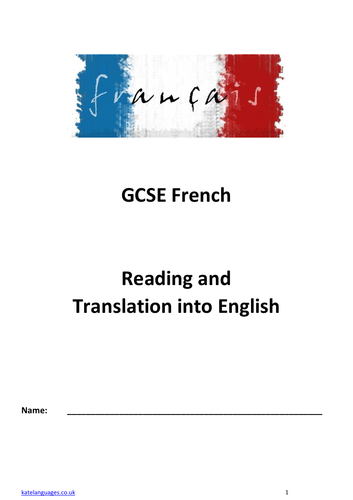 French GCSE Translation/Reading Practice