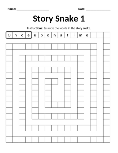 Make Your Own Story Snake Worksheet
