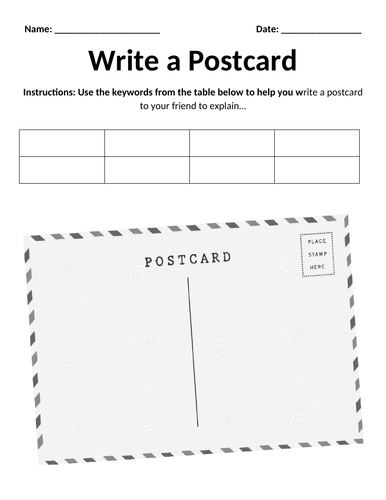Write a Postcard - Creative Writing Template