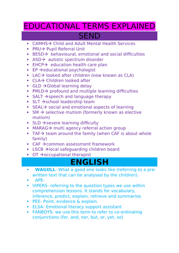 CPD Resource. Key educational terms explained