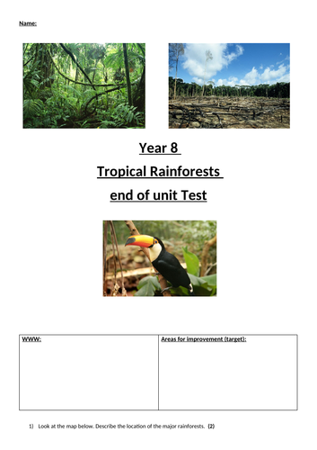 Lesson 9 - Tropical Rainforests End of Unit Tests