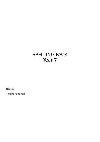 Year 7 Spelling pack