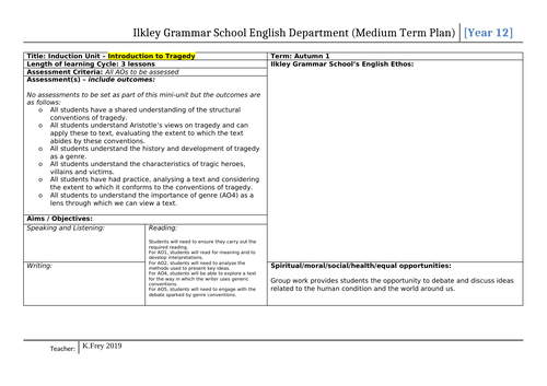 Introduction to Tragedy Mini-SOW