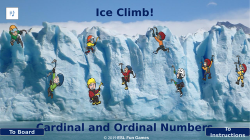 Cardinal-Ordinal Numbers Ice Climb Interactive English Powerpoint Game