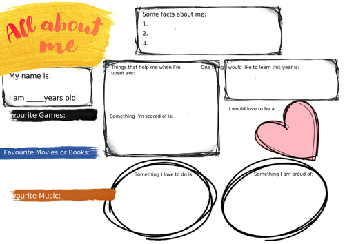 'About me' Worksheet