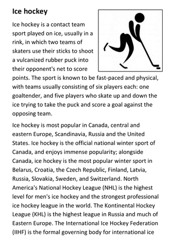 Ice hockey Handout