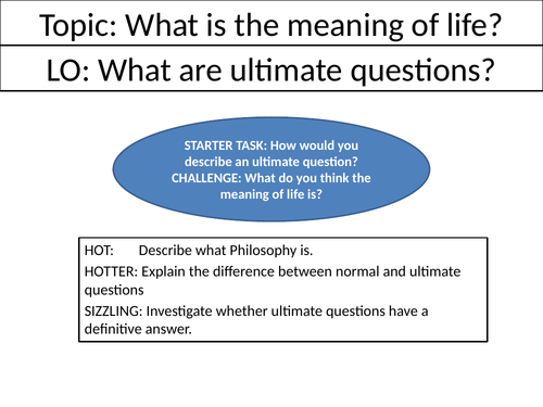What are ultimate questions? - KS3 Philosophy Lesson