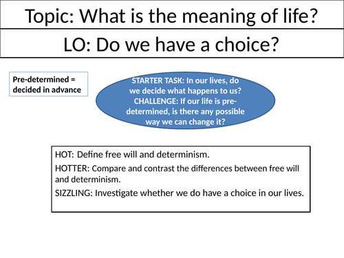 Do we have a choice? - KS3 Philosophy Lesson